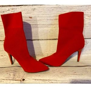 Lipstick red mesh heels